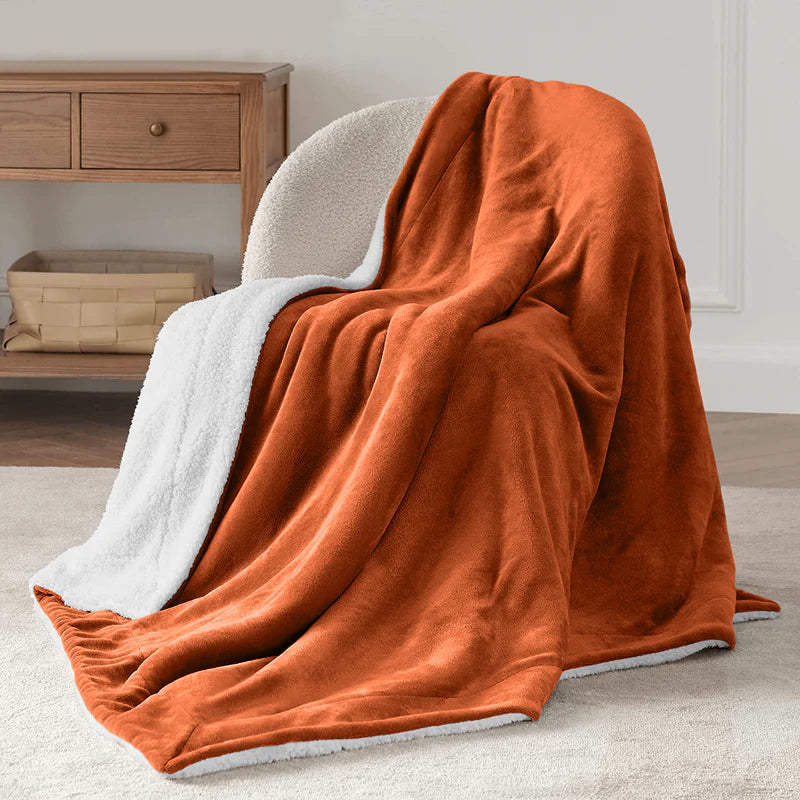 Double-Layer Thick Lamb Fleece Blanket – Ultra-Soft Warm Solid Color Throw for Bed & Sofa