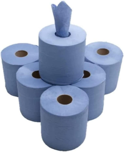 Centrefeed Blue Roll – 2-Ply Recycled Paper Towels (Pack of 6, 70m Each)