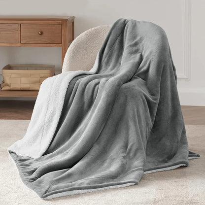 Double-Layer Thick Lamb Fleece Blanket – Ultra-Soft Warm Solid Color Throw for Bed & Sofa