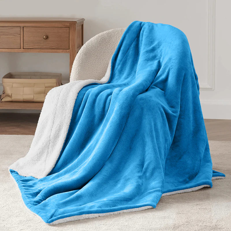 Double-Layer Thick Lamb Fleece Blanket – Ultra-Soft Warm Solid Color Throw for Bed & Sofa