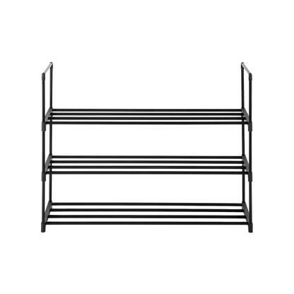 3-Tier Shoe Rack Organizer – Stackable Shoe Storage Shelf for Bedroom, Entryway & Closet (Black)