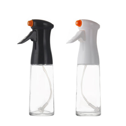 Glass Oil Spray Bottle – 220ml High-Pressure Kitchen Dispenser for Cooking & BBQ (White / Black)