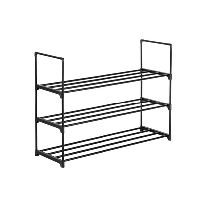 3-Tier Shoe Rack Organizer – Stackable Shoe Storage Shelf for Bedroom, Entryway & Closet (Black)