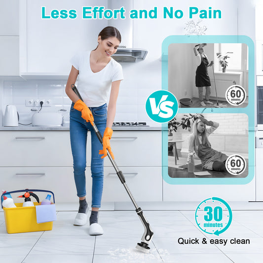 Nine-in-One Electric Cleaning Brush (White) – Multifunctional Wireless Rechargeable Scrubber Tool