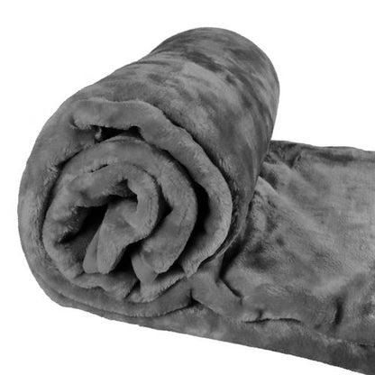 Faux Mink Throw Blanket – Luxury Super Soft Fleece 200 x 240 cm Charcoal | AS-15129