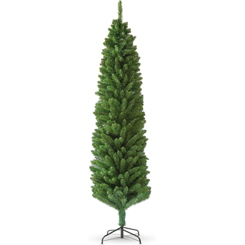 7FT Slim Pencil Green Artificial Christmas Tree – Space-Saving Realistic Holiday Decor