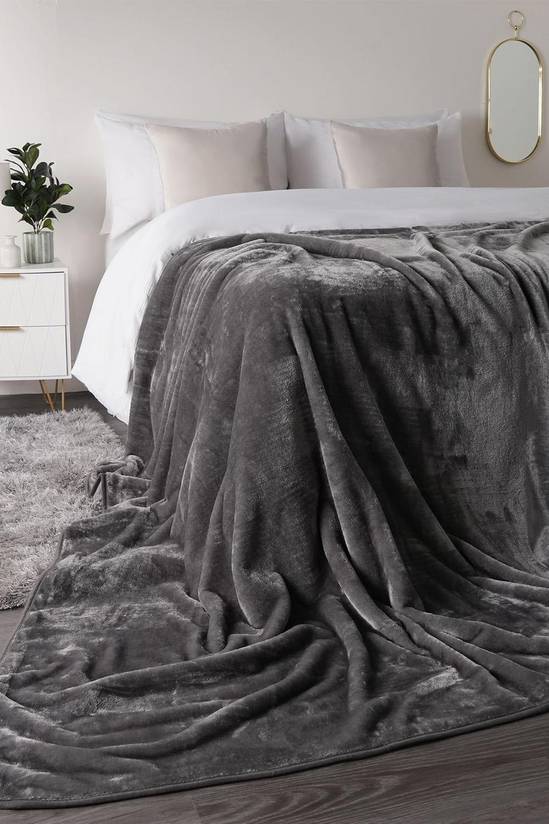Faux Mink Throw Blanket – Luxury Super Soft Fleece 200 x 240 cm Charcoal | AS-15129